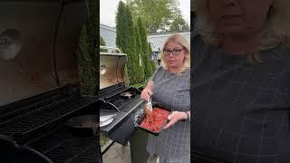 Grilling up some Sausages with Peppers and Onions in a cast iron skillet - Cooking with Debbie Quick