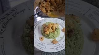 cous cous de pesto con camarones al anillo #shorts #viral